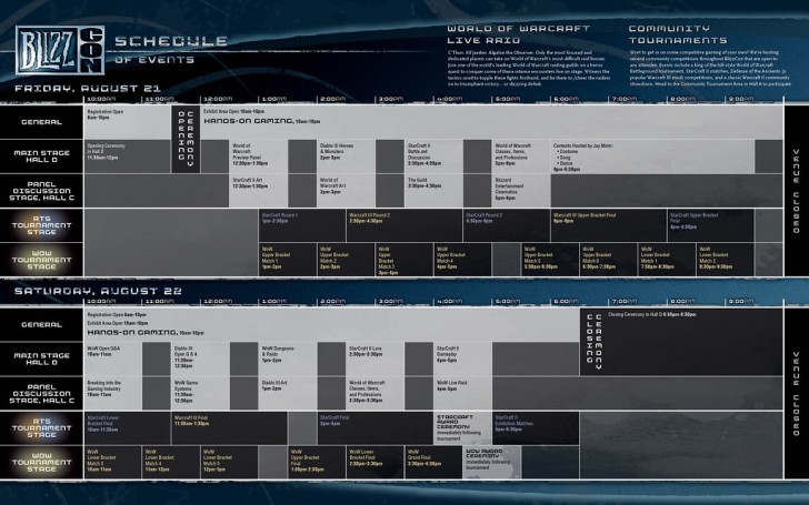 BlizzCon 2009 Schedule